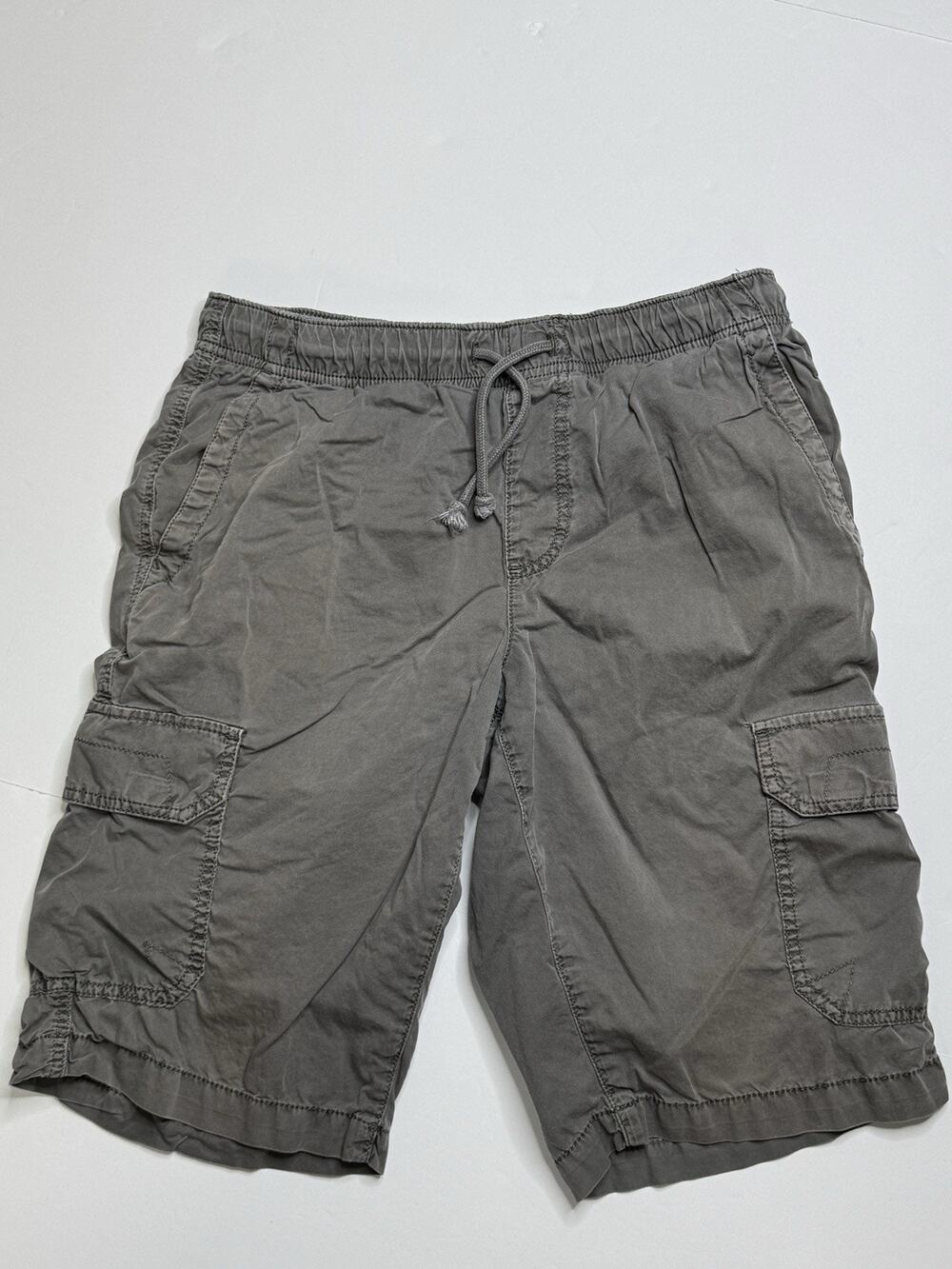 Urban Pipeline Boys XL Gray Cargo Shorts Cotton Drawstring Elastic Waist Y2K